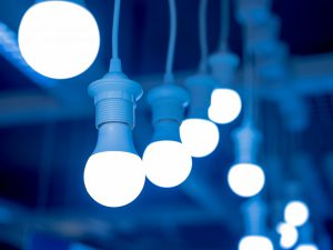 some led lamps blue light science technology background